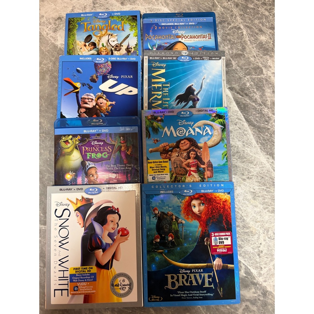 Disney Lot of 8 Blu-ray DVD Movies